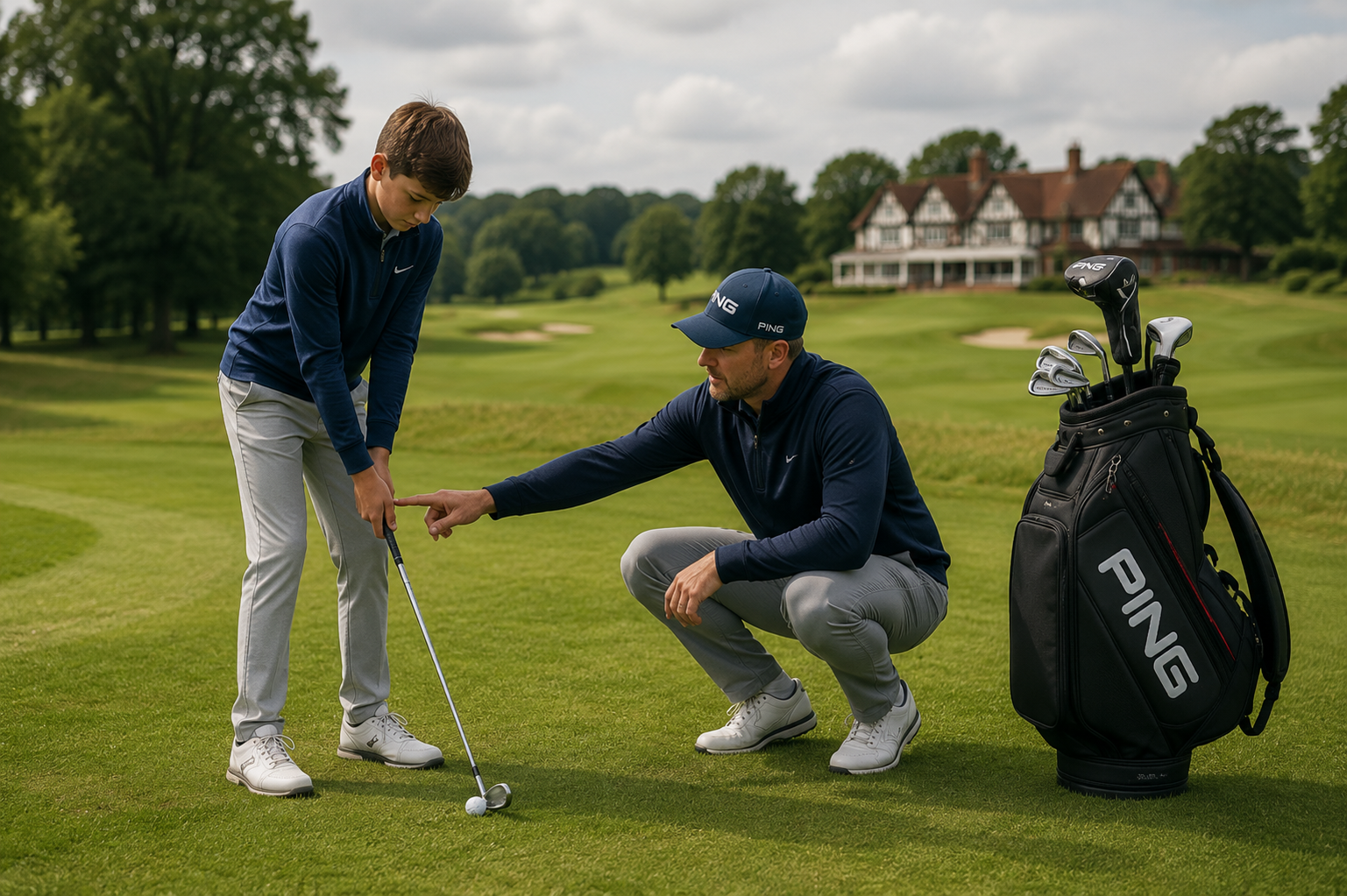 Golfing equipment for a junior golf camp